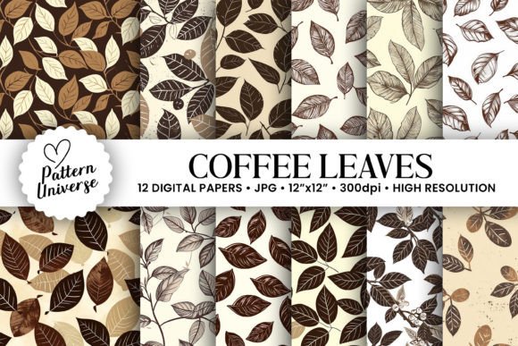 Coffee Leaves Seamless Patterns for Creative Projects