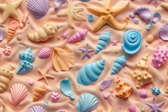 Colorful Seashell Patterns on Sandy