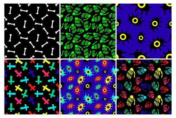 Halloween Creepy Scary Seamless Patterns