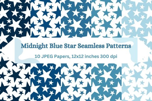 Midnight Blue Star Seamless Patterns