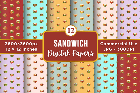 Sandwich Digital Paper Patterns