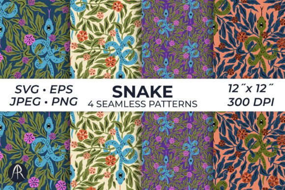 Third-Eye Snake in Flowers Patterns SVG