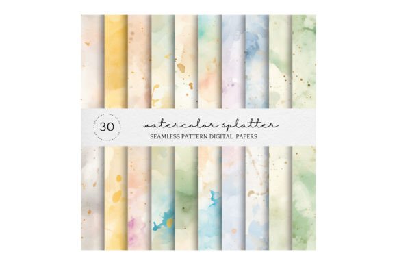 Watercolor Splatter Seamless Patterns for Design